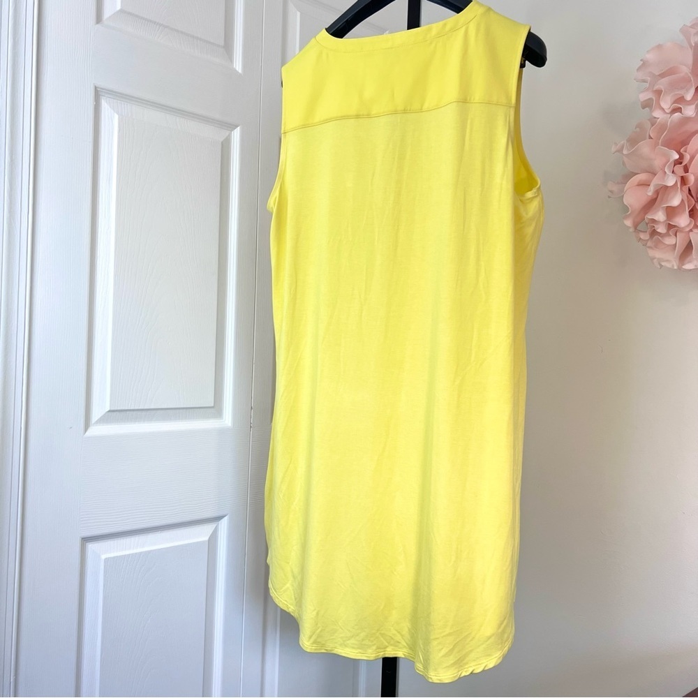 New York and Company Yellow Stretch Shirt Dress - Relaxed Fit - Size Large - Picture 6 of 11